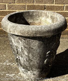 Large Sculptural Concrete Planter by Nina Studio Quakertown, PA. Second of Two Offered In This Auction. 20" Tall, 20" Diameter