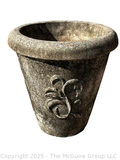 Large Sculptural Concrete Planter by Nina Studio Quakertown, PA. Second of Two Offered In This Auction. 20" Tall, 20" Diameter