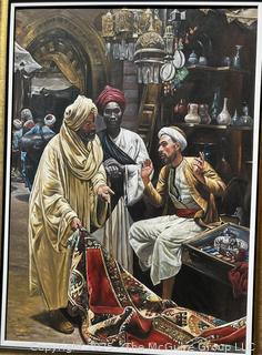 Framed Reproduction Titled, "The Carpet Seller" . 35 x 47"