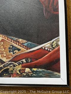 Framed Reproduction Titled, "The Carpet Seller" . 35 x 47"