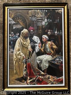 Framed Reproduction Titled, "The Carpet Seller" . 35 x 47"