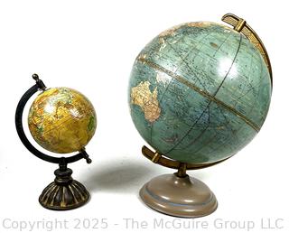 Two (2) Vintage Desk Globes