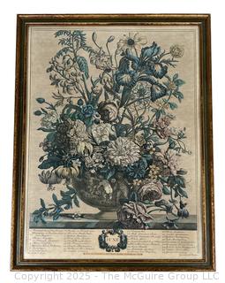 Framed Under Glass Print Of June Flowers From Robert Furber's "Twelve Months Of Flowers" Series. 13.5 x 18"