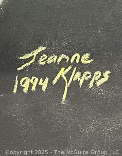 Framed Under Glass Pastel on Paper Of Saxophone Signed by Artist Jeanne Klapps, 1994. Print is Loose from Matting.   24 x 29.5"