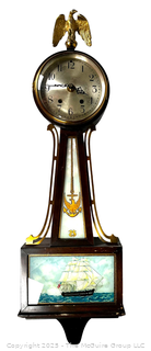Seth Thomas Banjo Clock With Clipper Ship
