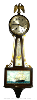 Seth Thomas Banjo Clock With Clipper Ship