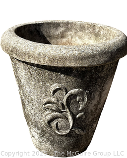 Large Sculptural Concrete Planter by Nina Studio Quakertown, PA . First of Two Offered in this Auction. 20" Tall, 20" Diameter