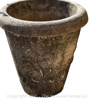 Large Sculptural Concrete Planter by Nina Studio Quakertown, PA . First of Two Offered in this Auction. 20" Tall, 20" Diameter