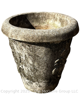 Large Sculptural Concrete Planter by Nina Studio Quakertown, PA. Second of Two Offered In This Auction. 20" Tall, 20" Diameter