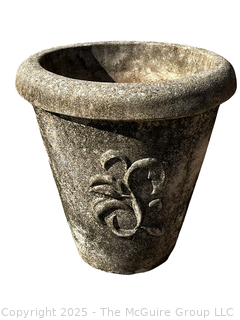 Large Sculptural Concrete Planter by Nina Studio Quakertown, PA. Second of Two Offered In This Auction. 20" Tall, 20" Diameter