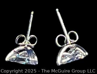 Simulated Diamond Stud Earrings Set in Sterling Silver