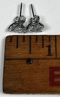 Simulated Diamond Stud Earrings Set in Sterling Silver
