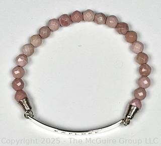 Pink Stone Bead Bracelet with Sterling Silver Explore 