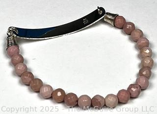 Pink Stone Bead Bracelet with Sterling Silver Explore 