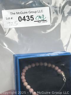 Pink Stone Bead Bracelet with Sterling Silver Explore 