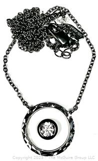 HDM Glass and Rhinestone Pendant Necklace
