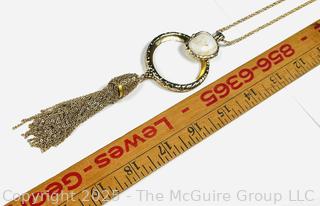 Pendant Necklace with Magnifying Glass Center
