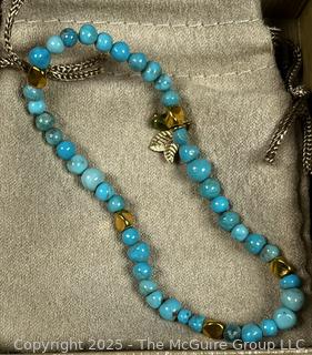Blue Bead and Charm Bracelet