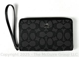 Black Coach Long Zip Around Wallet In Signature Jacquard New Without Tags