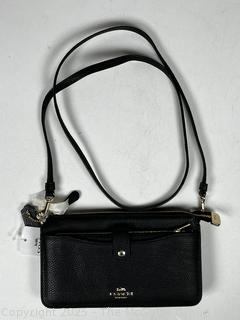 Coach Black Pebbled Leather Pop Up Messenger Cross Body Handbag, New With Tags
