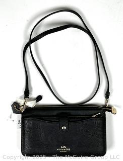 Coach Black Pebbled Leather Pop Up Messenger Cross Body Handbag, New With Tags