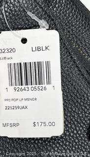 Coach Black Pebbled Leather Pop Up Messenger Cross Body Handbag, New With Tags