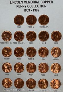 Lincoln Memorial Copper Penny Collection 1959-1982