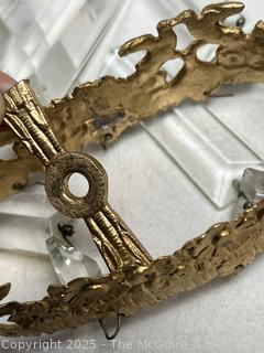 Three (3) Light Gilt Bronze Girandole Candelabra on Marble Base with Crystal Lustres.  One bracket broken.