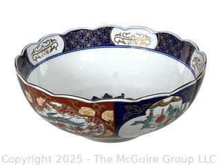 Gold Imari Hand Painted Scalloped Serving Bowl 