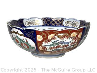 Gold Imari Hand Painted Scalloped Serving Bowl 