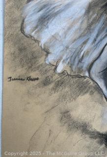 Unframed Pastel On Paper Of Ballerina Signed by Artist Jeanne Klapps. 17 x 18"