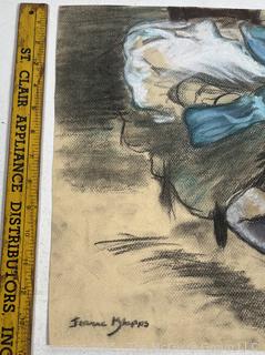 Unframed Pastel On Paper Of Ballerina Signed by Artist Jeanne Klapps. 17 x 18"