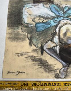 Unframed Pastel On Paper Of Ballerina Signed by Artist Jeanne Klapps. 17 x 18"