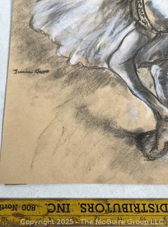Unframed Pastel On Paper Of Ballerina Signed by Artist Jeanne Klapps. 17 x 18"
