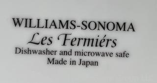 Three (3) Sets of Porcelain Plates Including Williams Sonoma Les Fermiers and Roseville Spongeware