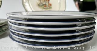 Three (3) Sets of Porcelain Plates Including Williams Sonoma Les Fermiers and Roseville Spongeware