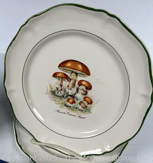 Three (3) Sets of Porcelain Plates Including Williams Sonoma Les Fermiers and Roseville Spongeware