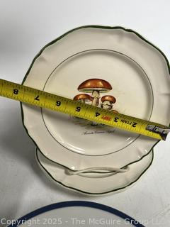 Three (3) Sets of Porcelain Plates Including Williams Sonoma Les Fermiers and Roseville Spongeware