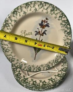 Three (3) Sets of Porcelain Plates Including Williams Sonoma Les Fermiers and Roseville Spongeware