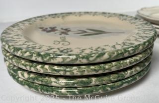 Three (3) Sets of Porcelain Plates Including Williams Sonoma Les Fermiers and Roseville Spongeware