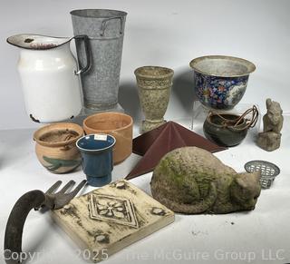 Garden Ware Including Planters and Cat