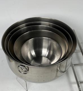 Cookware Including Stainless Steel Mixing Bowls and Tools