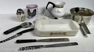 Kitchenware Including Fire King Milk Glass Golden Wheat Casserole