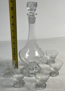 Crystal Liquor Decanter and Five (5) Cordials Glasses
