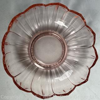 Westmoreland Pink Glass Lotus Bowl and Plate