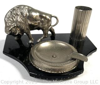 Chrome Buffalo Ashtray Desk Set