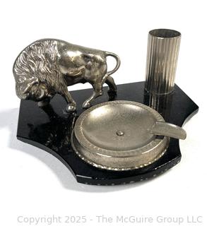 Chrome Buffalo Ashtray Desk Set