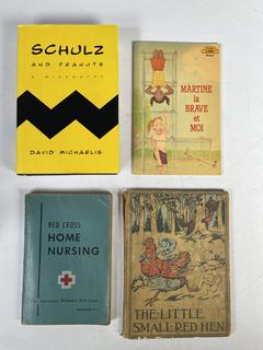 Four (4) Books Including The Little Small Red Hen and Red Cross Home Nursing. 