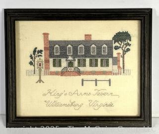 Framed Under Glass Williamsburg Needlepoint.