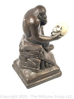 Darwin Monkey with Skull Sculpture